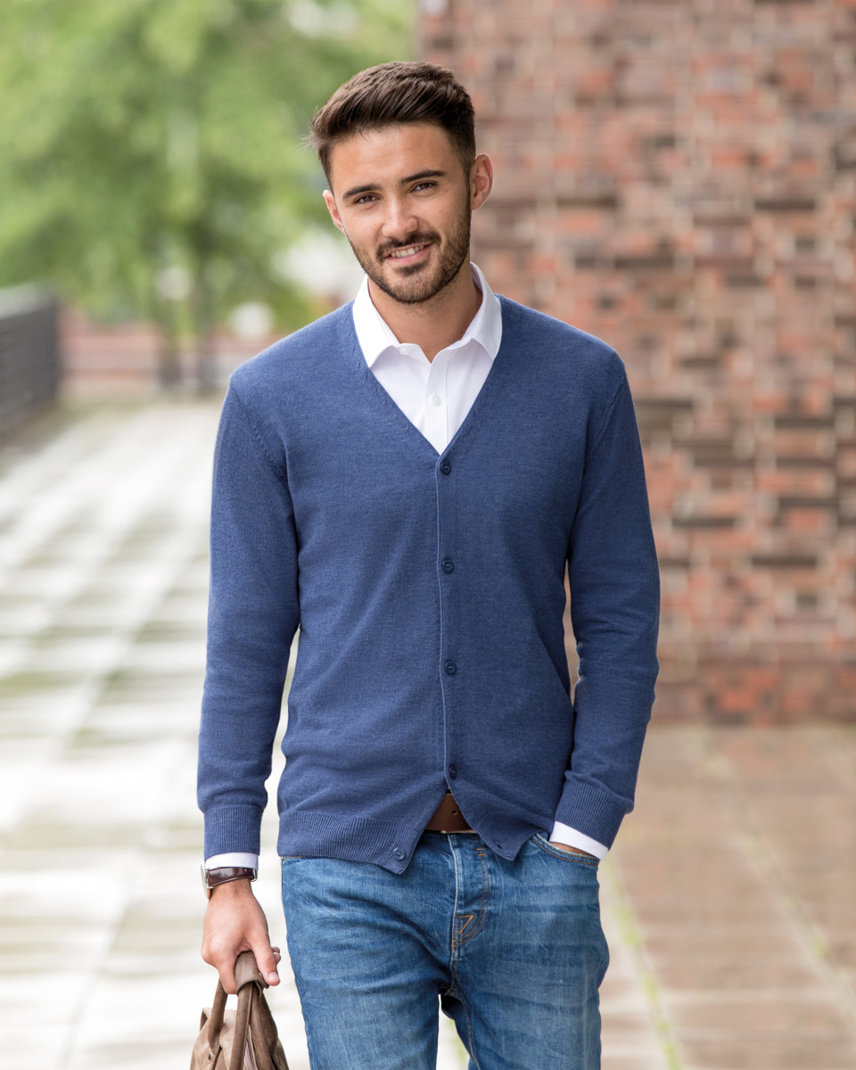 Russell Collection Mens V-Neck Cardigan